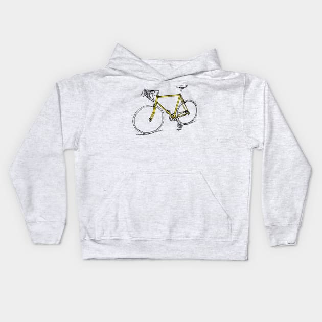 Yellow Bike Kids Hoodie by nathanaelscheffler